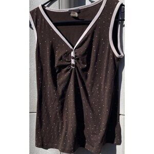 Vintage Candy Rain Women's Short Sleeve Shirt Polka Stars Button Size Large